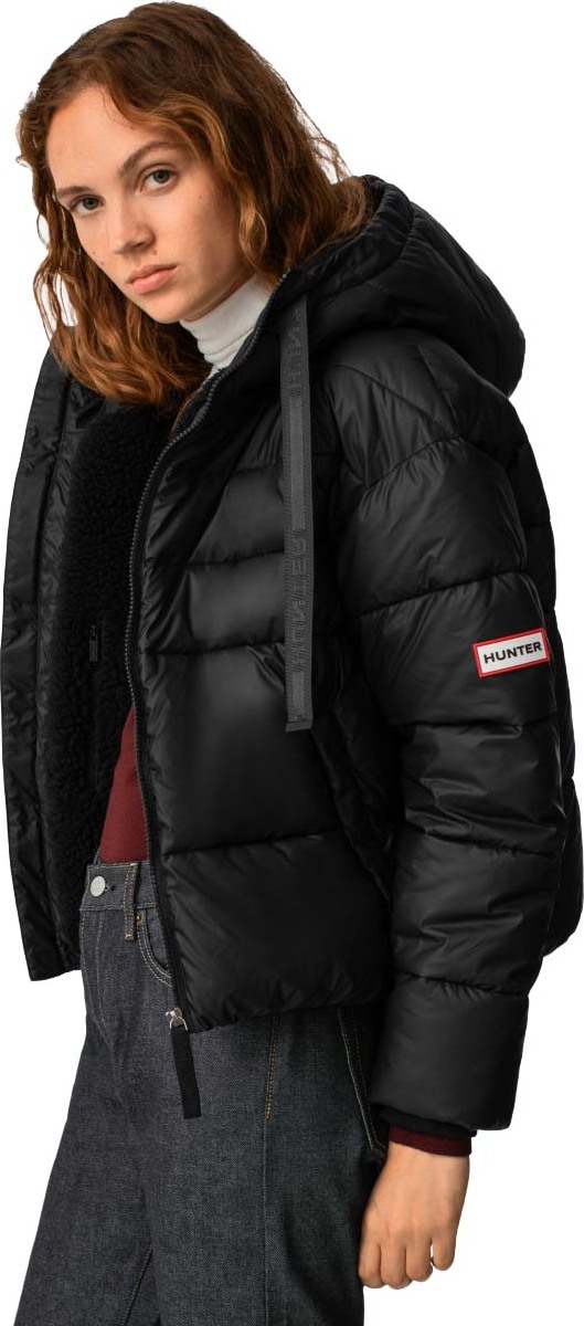 HUNTER HUNTER Women's Intrepid Insulated Webbing Short Puffer Jacket Hunter Logo Black L, Hunter Logo Black