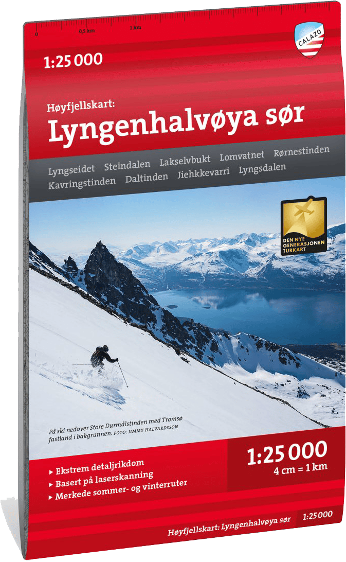 Calazo förlag Høyfjellskart Lyngenhalvøya sør 1:25.000 Alpine map Calazo förlag