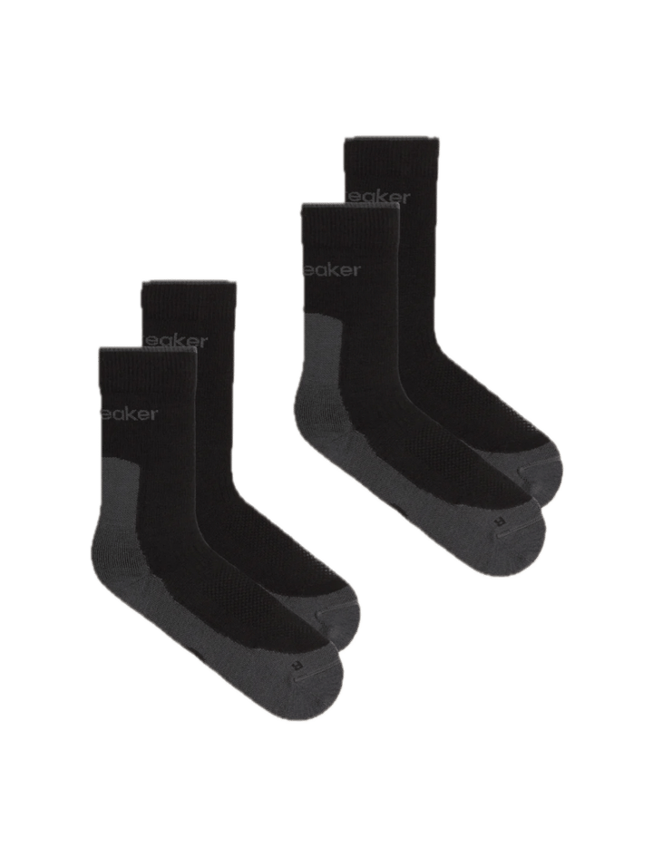 Icebreaker Men Merino Hike+ Light Crew 2 Pack Black/obsidian Icebreaker
