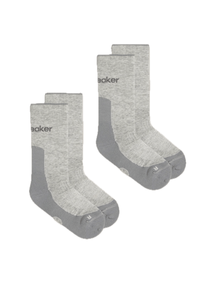 Icebreaker Women Merino Hike+ Light Crew 2 Pack Blizzard Hthr/alloy Icebreaker