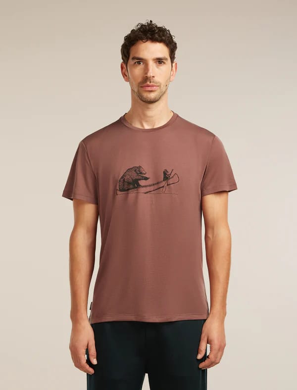 Icebreaker Men's Merino Blend Core Ss Tee Canoe Companions Carob Icebreaker