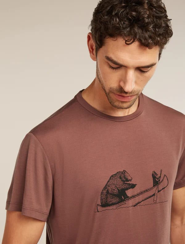 Icebreaker Men's Merino Blend Core Ss Tee Canoe Companions Carob Icebreaker