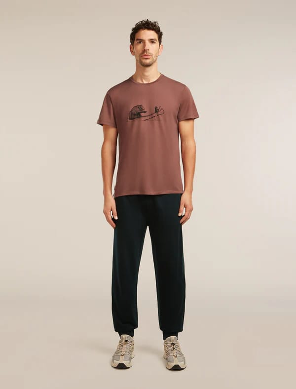Icebreaker Men's Merino Blend Core Ss Tee Canoe Companions Carob Icebreaker