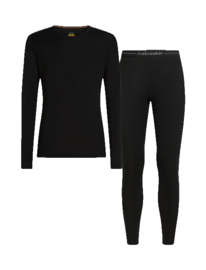 Icebreaker Men Merino 175 Everyday Ls Crewe And Leggings Set Black Icebreaker