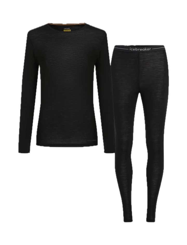Icebreaker Women Merino 175 Everyday Ls Crewe And Leggings Set Black Icebreaker
