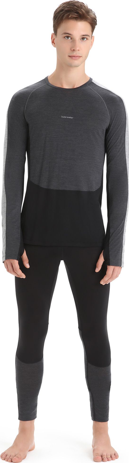 Icebreaker Men's 125 Zoneknit™ Long Sleeve Crewe JET HTHR/BLK/METRO H/CB Icebreaker