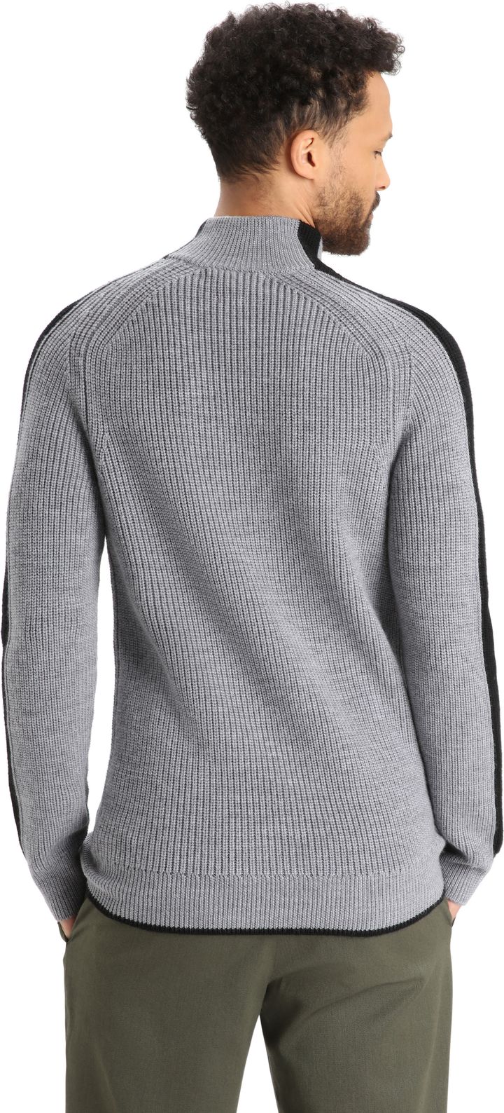 Men's Lodge Long Sleeve Half Zip Sweater GRITSTONE HTHR/BLACK Icebreaker