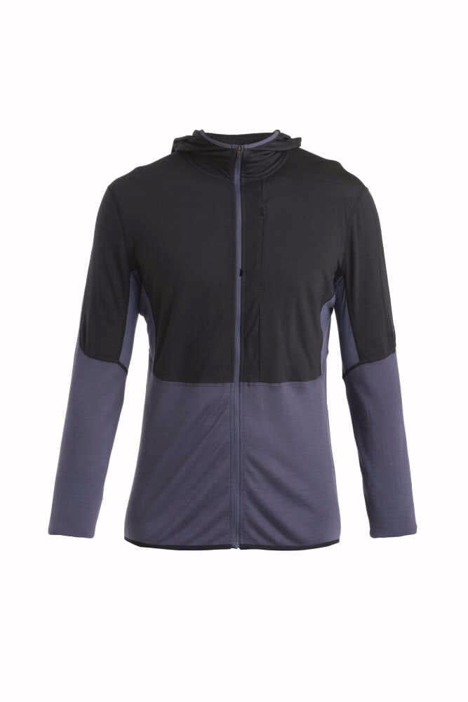 Icebreaker Men's Merino 200 Realfleece™ Descender Long Sleeve Zip Hoodie Black/Graphite/Cb Icebreaker