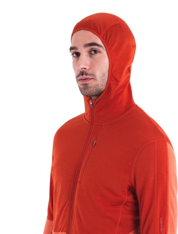 Icebreaker Men's Merino 200 Realfleece™ Descender Long Sleeve Zip Hoodie Molten/Ember/Cb Icebreaker