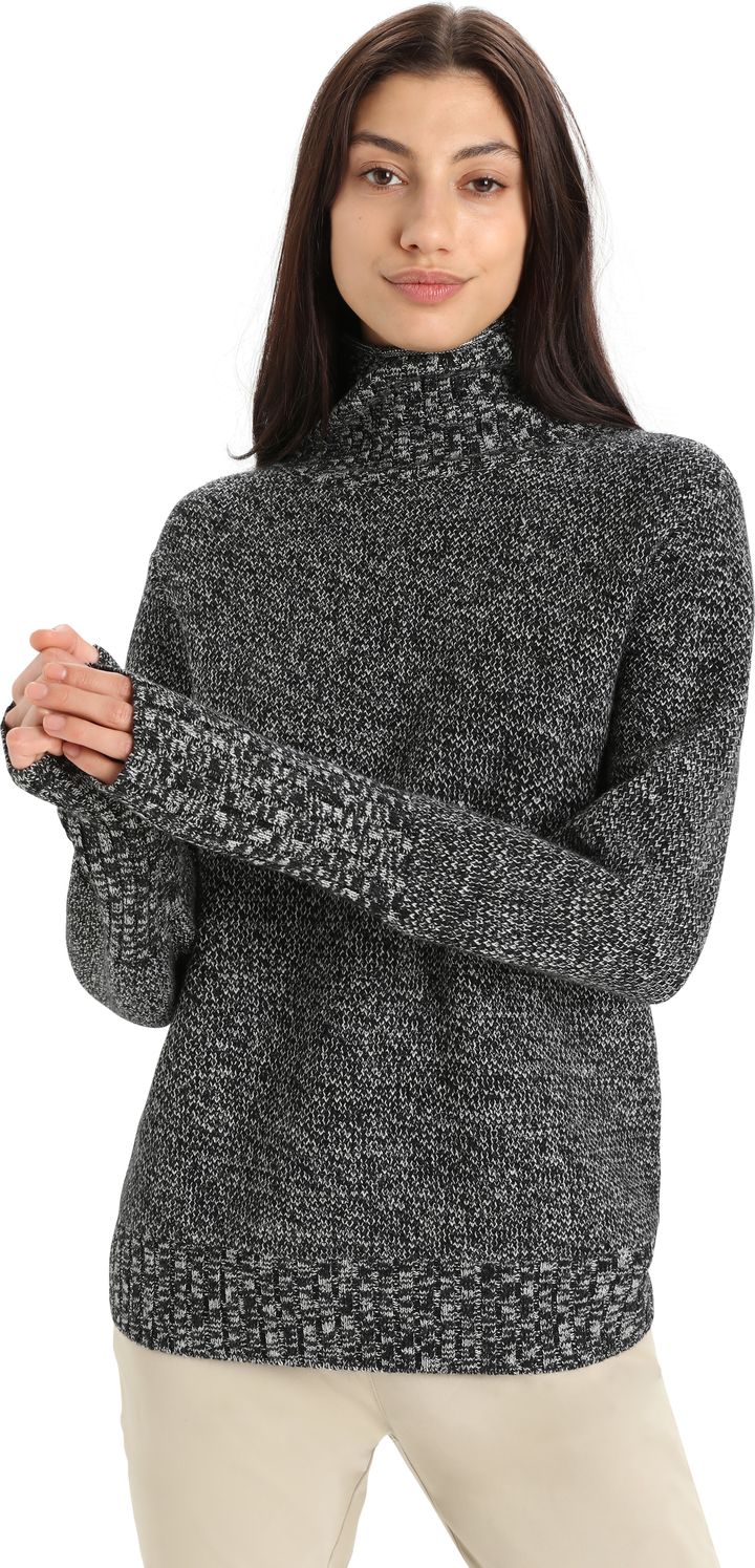 Women's Seevista Funnel Neck Sweater BLACK/SNOW Icebreaker