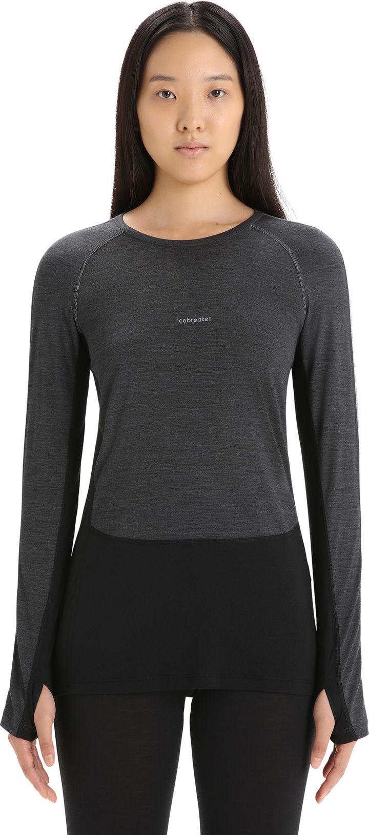 Icebreaker Women's 125 Zoneknit™ Long Sleeve Crew JET HTHR/BLK/METRO H/CB Icebreaker