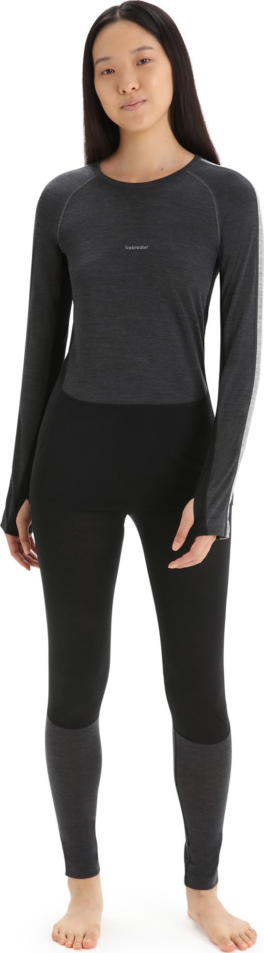 Icebreaker Women's 125 Zoneknit™ Long Sleeve Crew JET HTHR/BLK/METRO H/CB Icebreaker