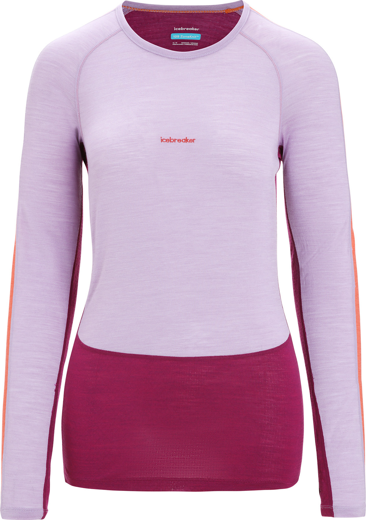 Icebreaker Women’s 125 Zoneknit™ Long Sleeve Crew PURPLE GAZE/GO BERRY/CB