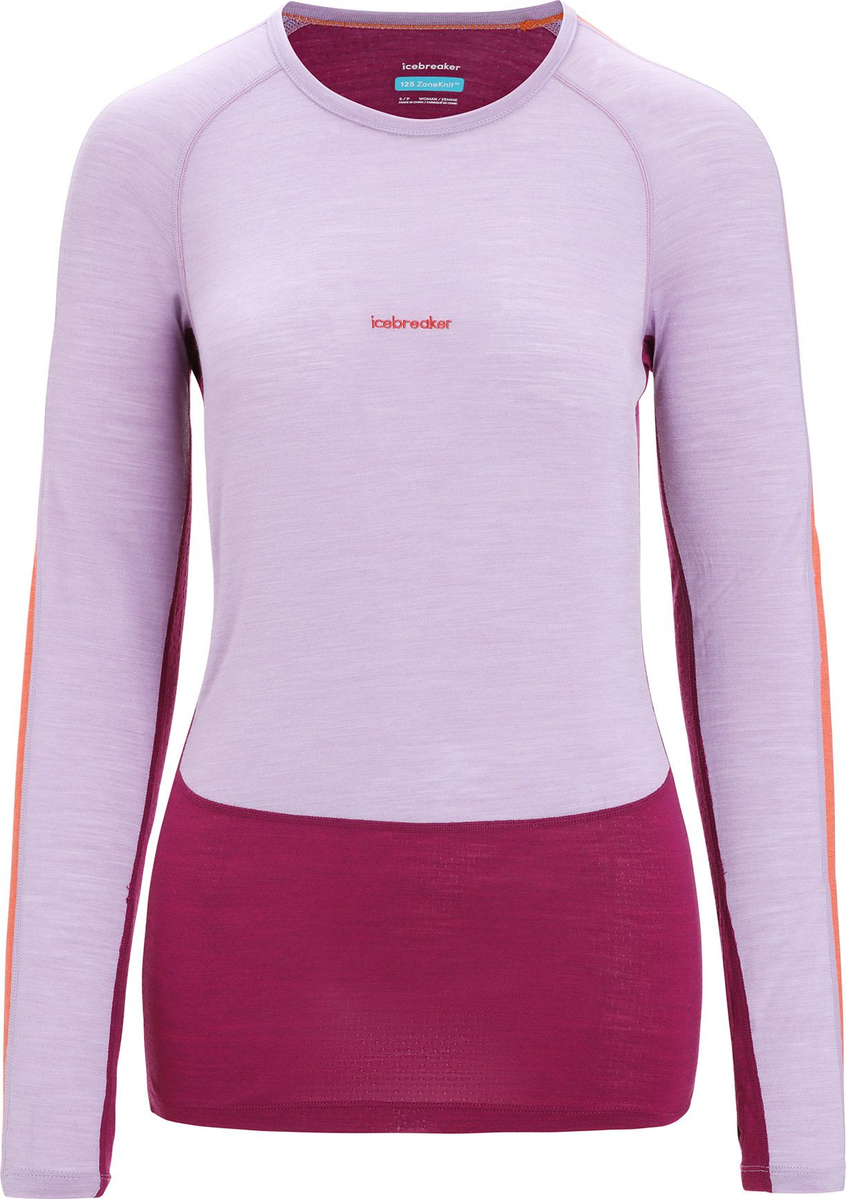 Icebreaker Women's 125 Zoneknit™ Long Sleeve Crew Purple Gaze/Go Berry/Cb