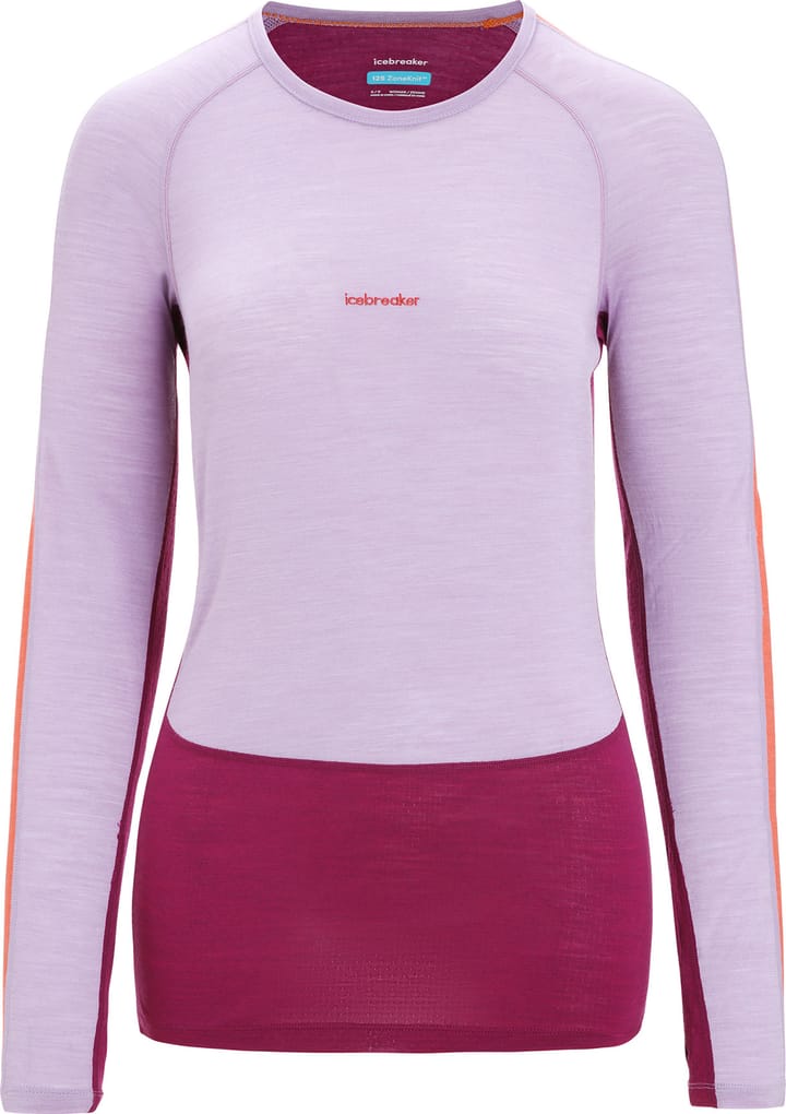 Icebreaker Women's 125 Zoneknit™ Long Sleeve Crew PURPLE GAZE/GO BERRY/CB Icebreaker