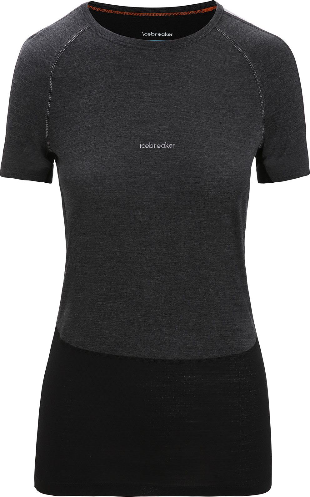 Icebreaker Women's 125 Zoneknit™ Short Sleeve Crewe JET HTHR/BLK/METRO H/CB