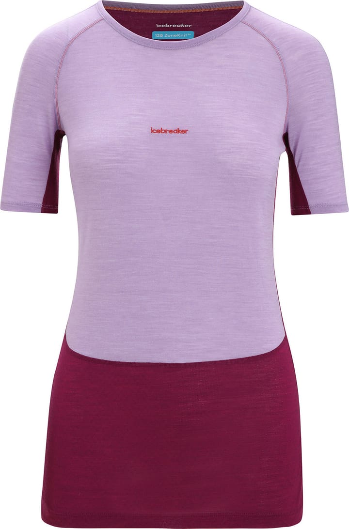 Icebreaker Women's 125 Zoneknit™ Short Sleeve Crewe PURPLE GAZE/GO BERRY/CB Icebreaker