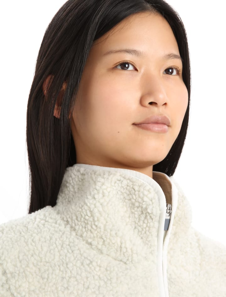 Icebreaker Women's Realfleece Sherpa Long Sleeve Zip Ecru Heather/Snow Icebreaker