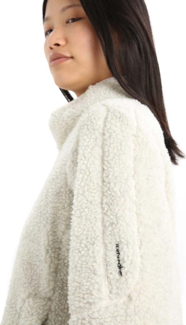 Icebreaker Women's Realfleece Sherpa Long Sleeve Zip Ecru Heather/Snow Icebreaker