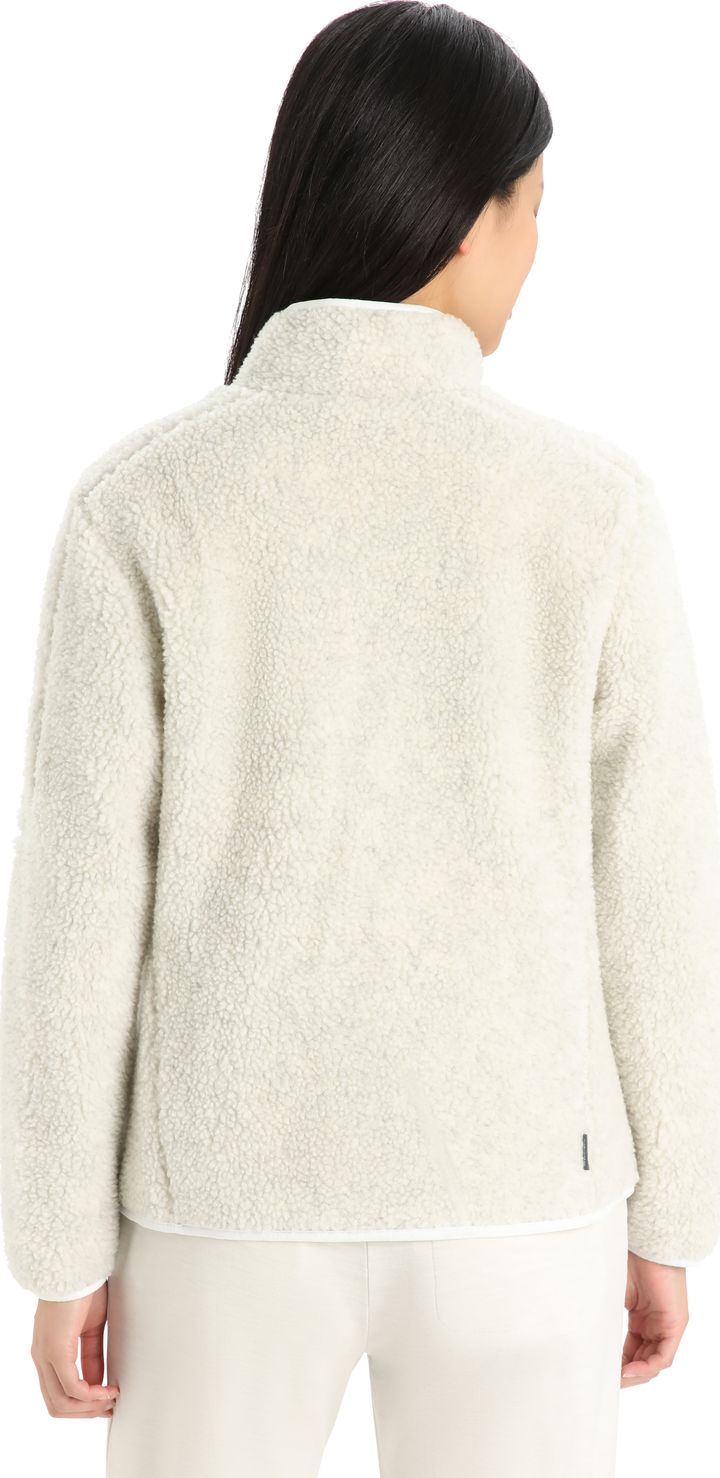 Icebreaker Women's Realfleece Sherpa Long Sleeve Zip Ecru Heather/Snow Icebreaker