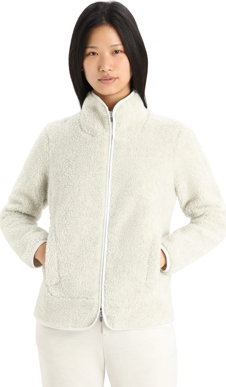 Icebreaker Women's Realfleece Sherpa Long Sleeve Zip Ecru Heather/Snow Icebreaker