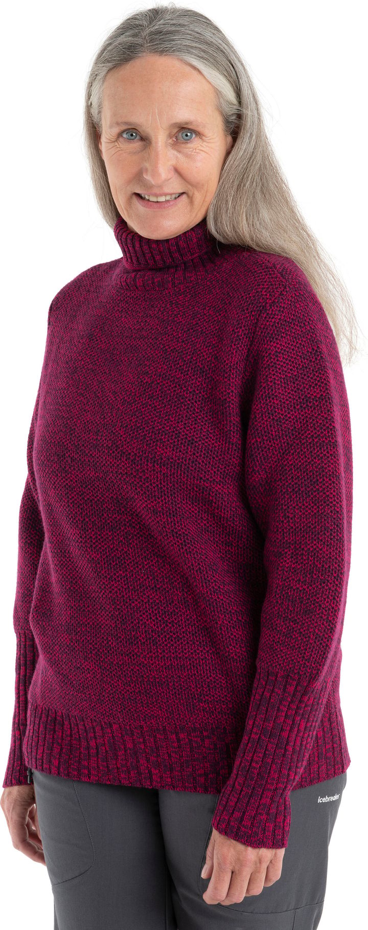 Icebreaker Women's Seevista Funnel Neck Sweater Nightshade/Electron Pink Icebreaker