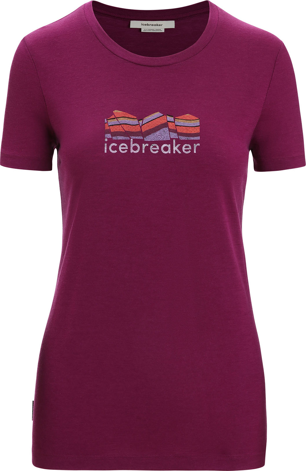Icebreaker Icebreaker Women's Tech Lite II Short Sleeve Tee Mountain Geology Go Berry S, GO BERRY