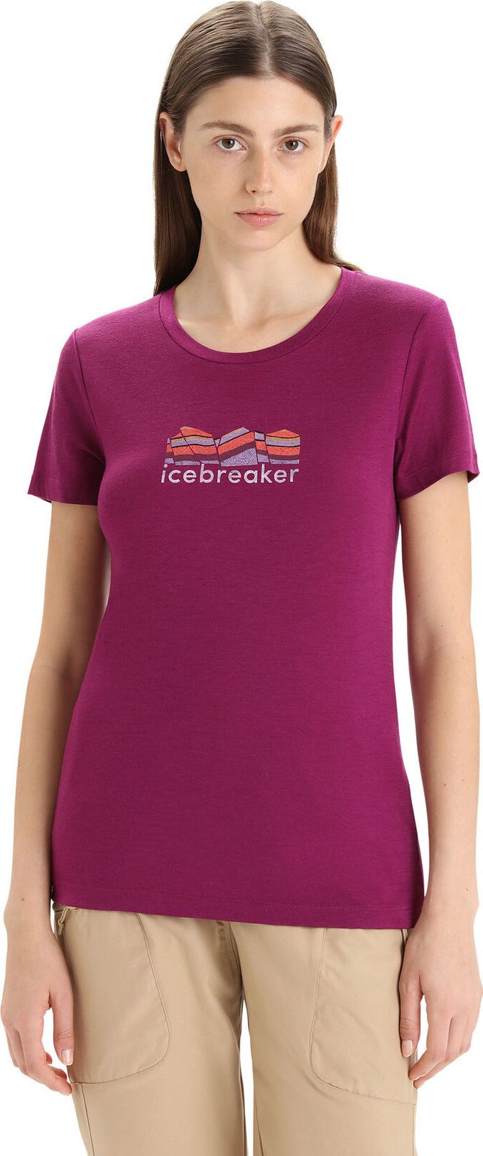 Women's Tech Lite II Short Sleeve Tee Mountain Geology GO BERRY Icebreaker