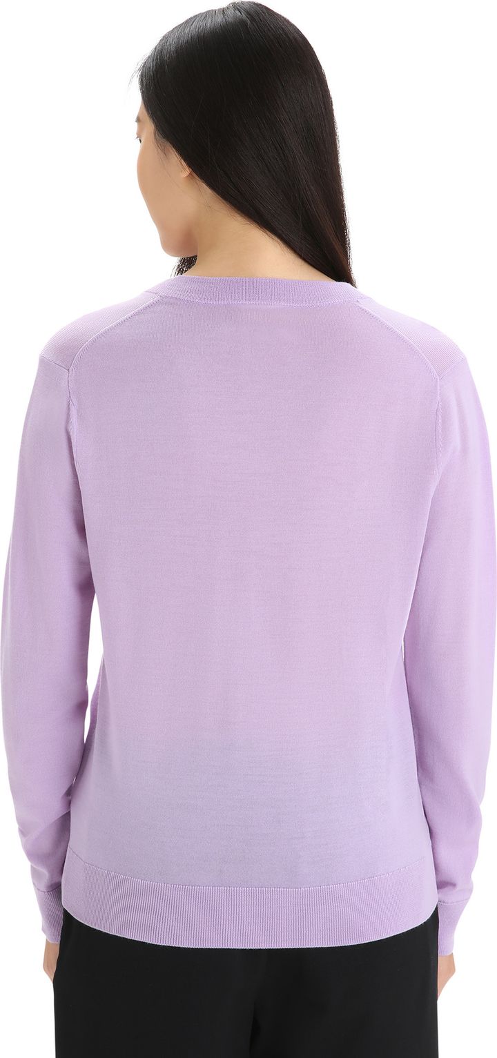 Women's Wilcox Long Sleeve V Sweater PURPLE GAZE Icebreaker