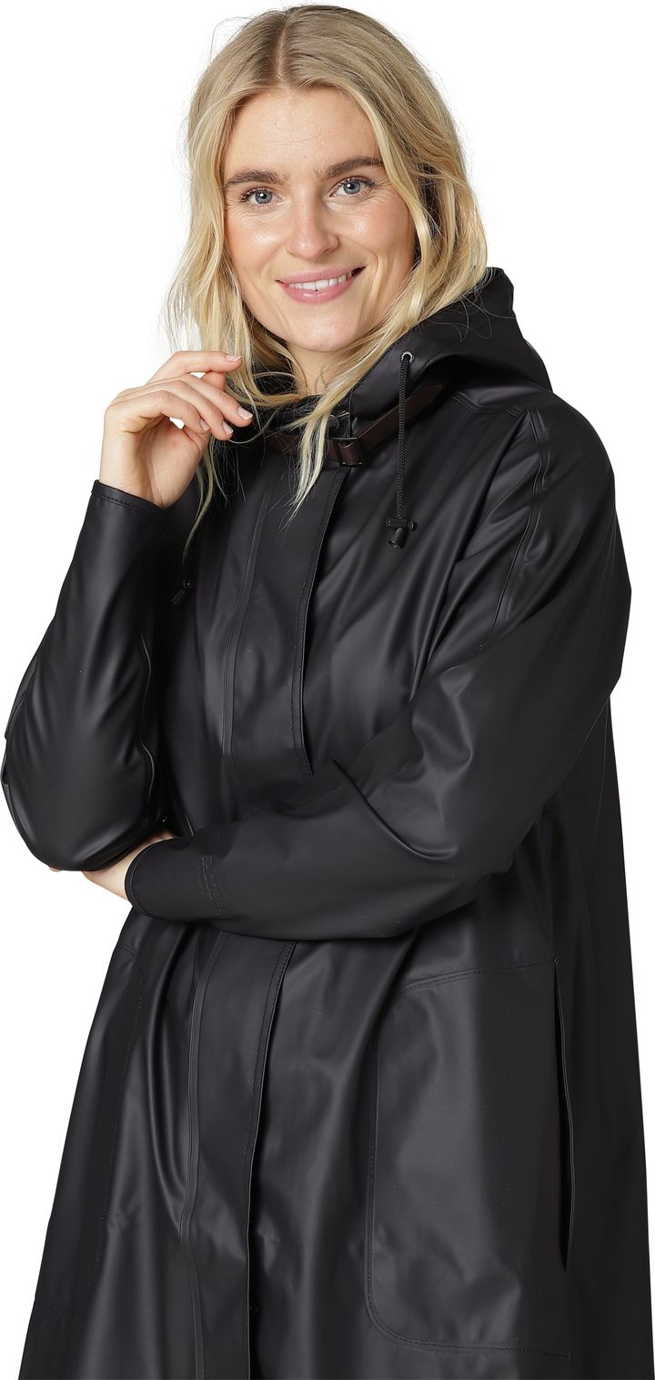 Women's Raincoat Detachable Hood Black Ilse Jacobsen