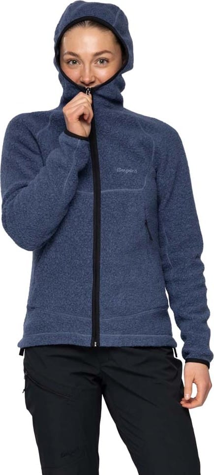 Bergans Women's Vaagaa Merino Terry Midlayer Hoodie Granite Blue Bergans