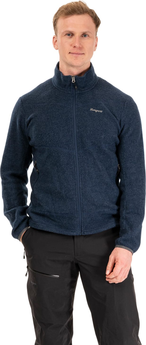 Bergans Men's Rabot Merino Fleece Midlayer Jacket Navy Blue Bergans Bergans Men's Rabot Merino Fleece Midlayer Jacket Navy Blue Bergans