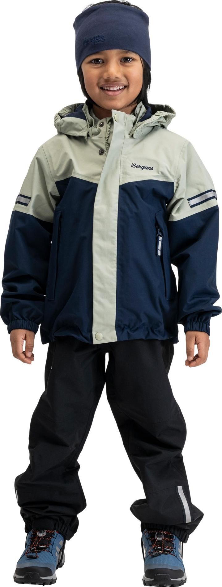 Bergans Kids' Lilletind 2L Shell Jacket Navy Blue/light Green Mud Bergans