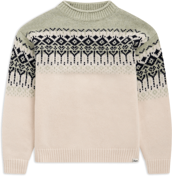 Bergans Men´s Steiro Knitted Wool Jumper Creme/light Green Mud/dark Navy Bergans