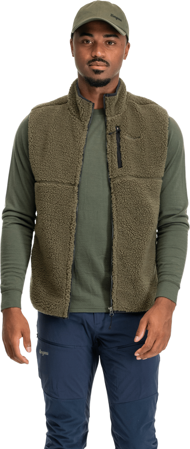 Bergans Men's Lunnan Pile Fleece Vest Pine Forest Bergans