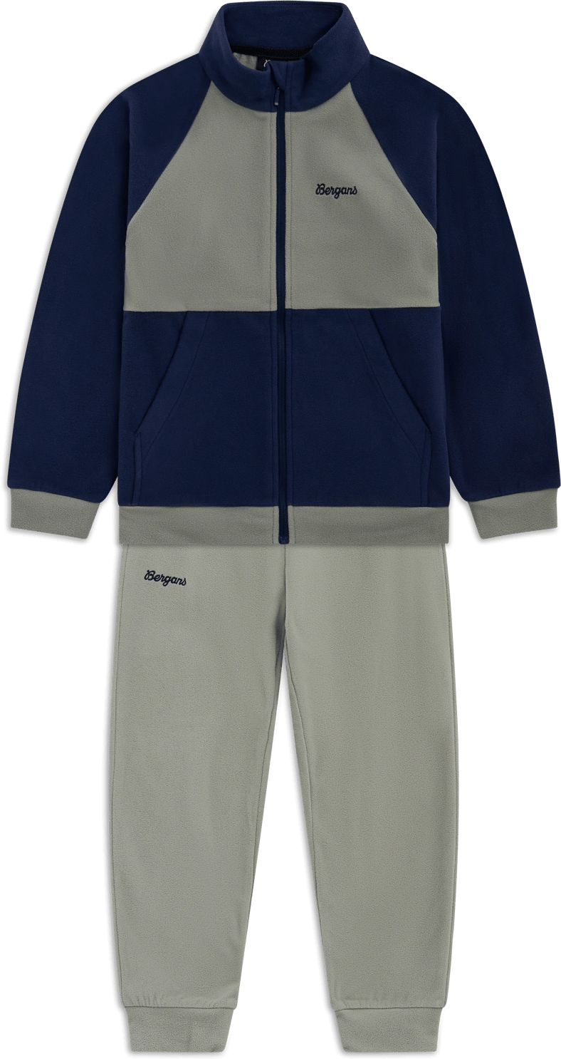 Bergans Kid´s Lilletind Fleece Set  Light Green Mud/navy Blue