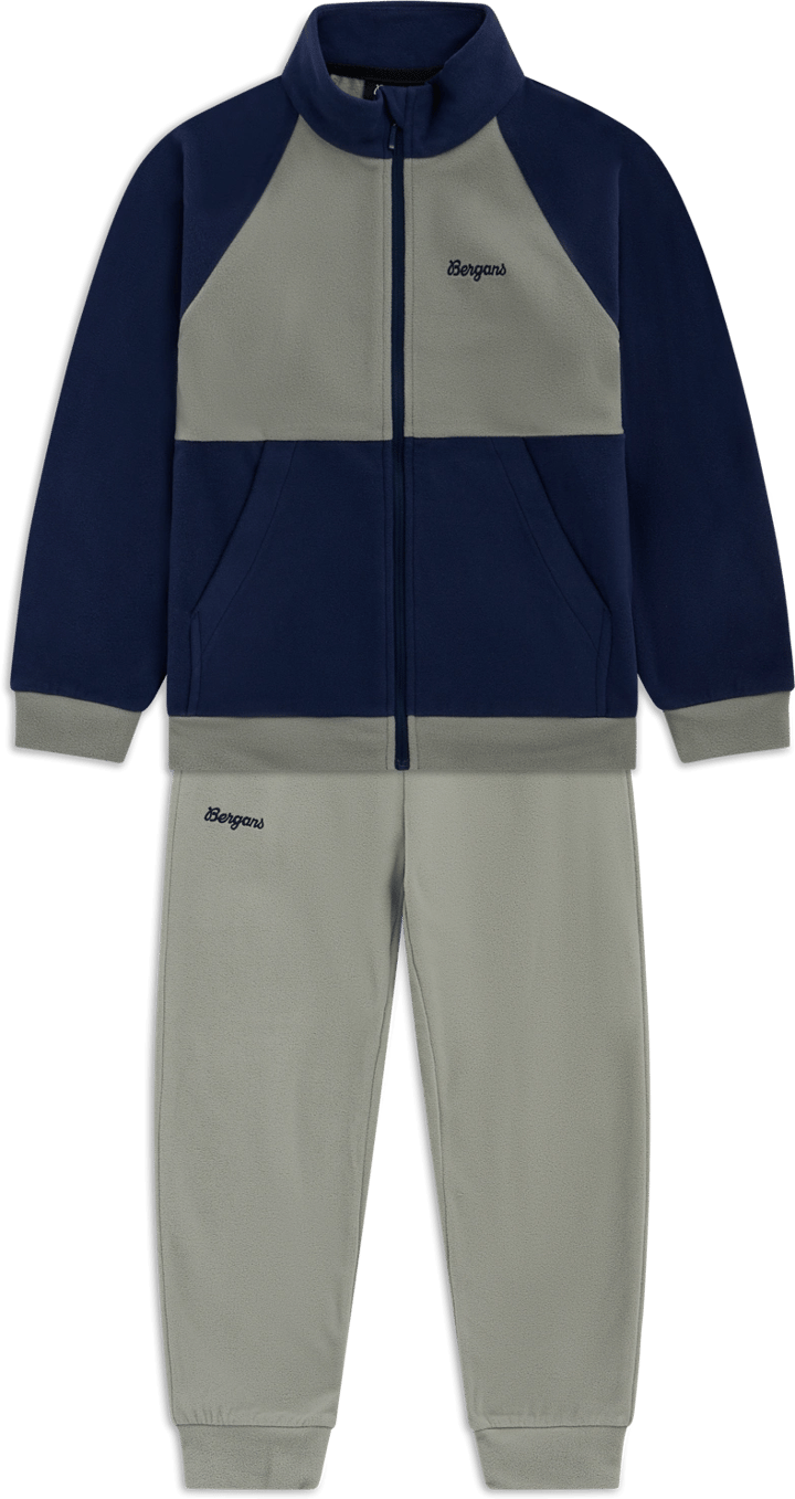 Bergans Kid´s Lilletind Fleece Set  Light Green Mud/navy Blue Bergans