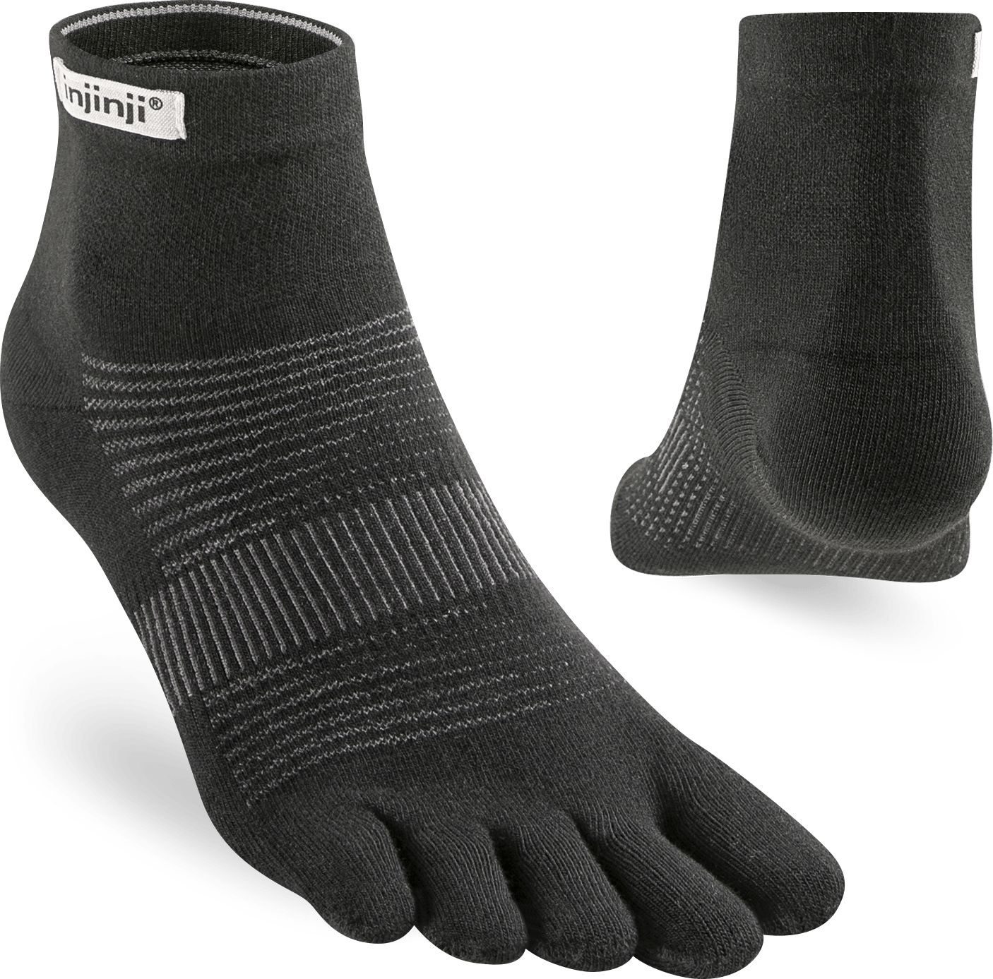 Injinji Men's Run Lightweight Mini-Crew Black