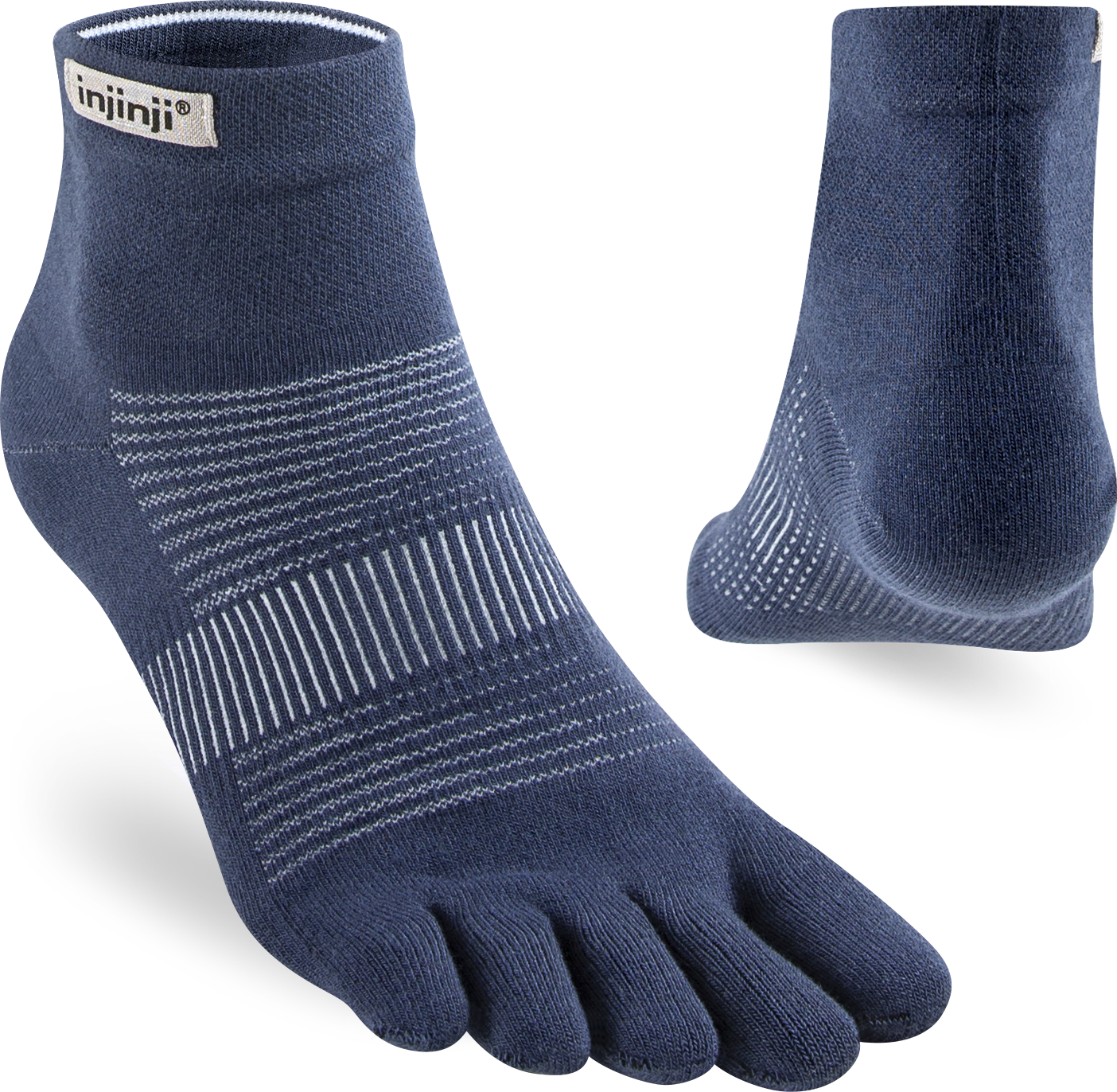 Injinji Mens's Run Original Weight No-Show Athletic-socks,Black,L