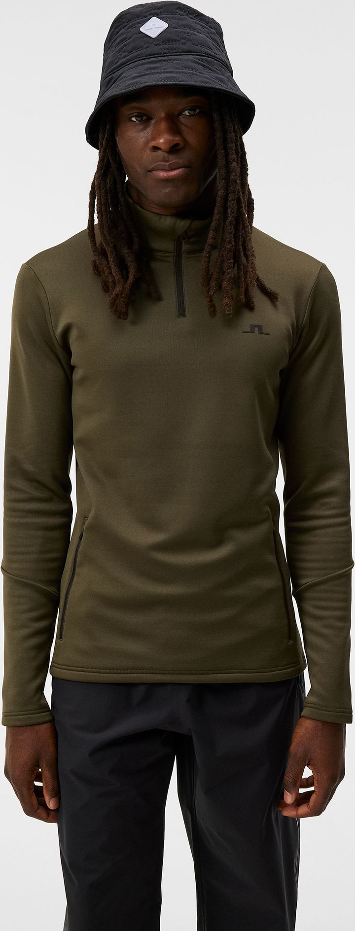 J.Lindeberg Men's Aerial 1/4 Zip Midlayer Forest Green J.Lindeberg