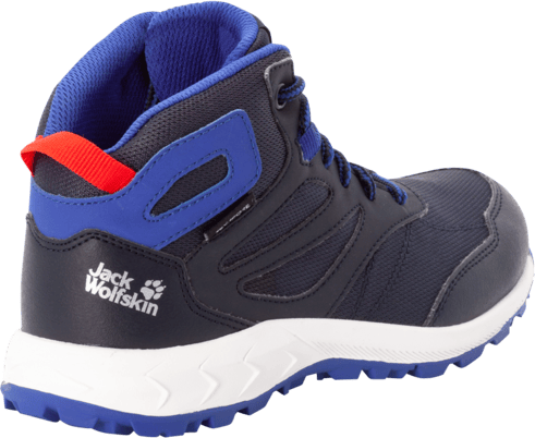 Kids' Woodland Texapore Mid Night Blue/Red Jack Wolfskin