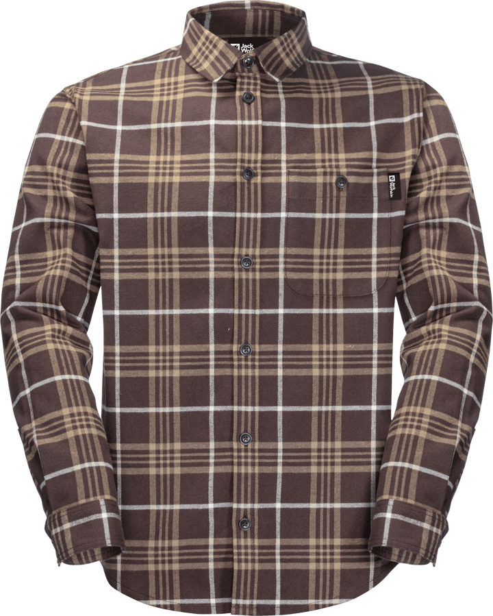 Jack Wolfskin Men's Cabin View Shirt Dark Oak Checks Jack Wolfskin Jack Wolfskin Men's Cabin View Shirt Dark Oak Checks Jack Wolfskin