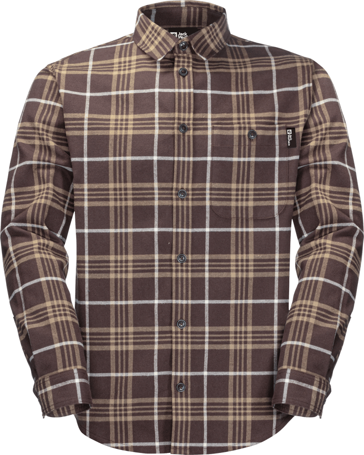 Men's Cabin View Shirt Dark Oak Checks Jack Wolfskin