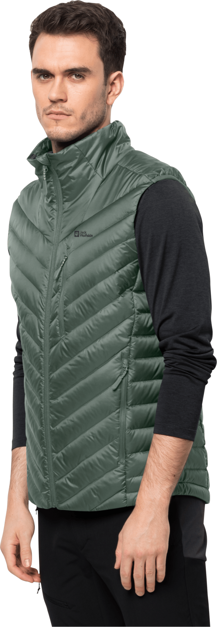 Men's Passamani Down Vest Hedge Green Jack Wolfskin