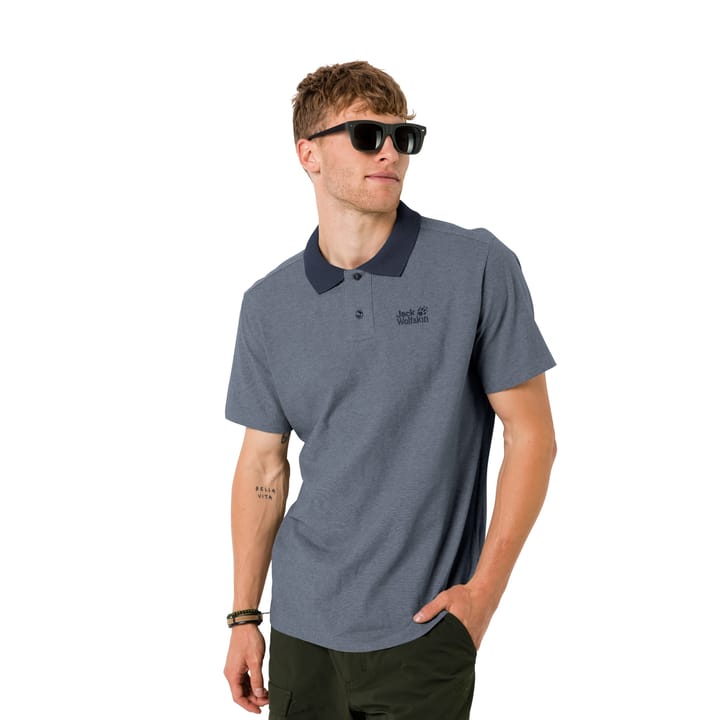 Jack Wolfskin Men's Pique Polo Night Blue Jack Wolfskin Jack Wolfskin Men's Pique Polo Night Blue Jack Wolfskin
