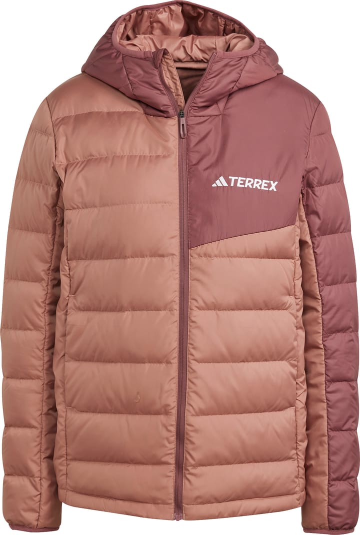 Adidas Women's Multi Light Down Hooded Jacket War Clay / Burgundy Adidas