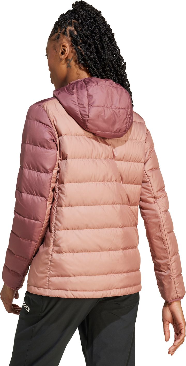 Adidas Women's Multi Light Down Hooded Jacket War Clay / Burgundy Adidas