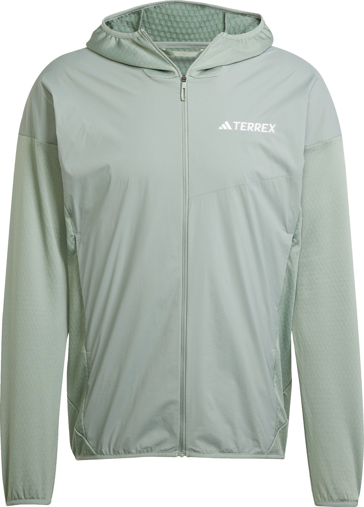 Adidas Men's Terrex Xperior Climawarm+ Wind Light Fleece Hooded Jacket Silver Green