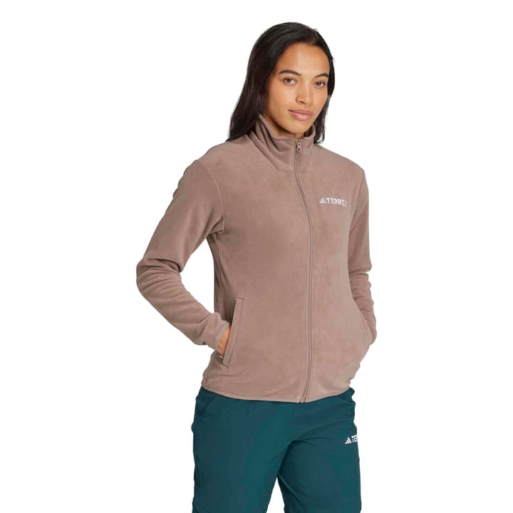 Adidas Women's Multi Essentials Full-Zip Fleece Jacket Trace Brown Adidas
