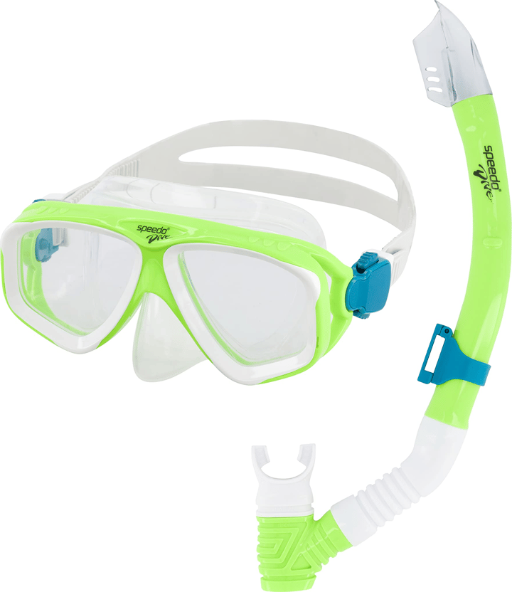 Speedo Juniors' Adventure Mask Snorkel Set Green Gecko/clear Speedo
